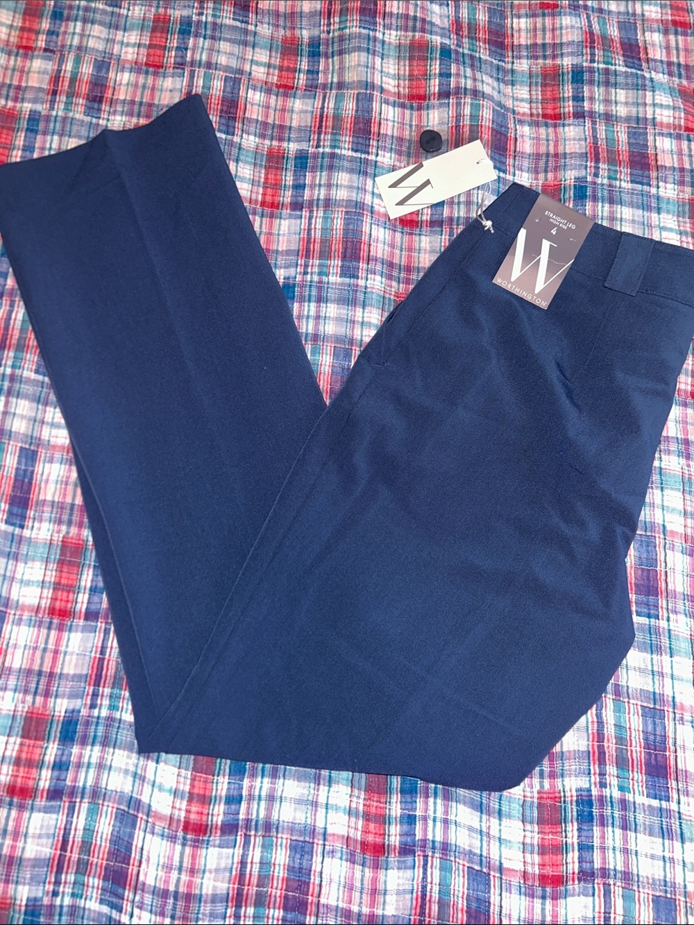 Worthington High-Rise Straight Leg Pants in Deep Navy